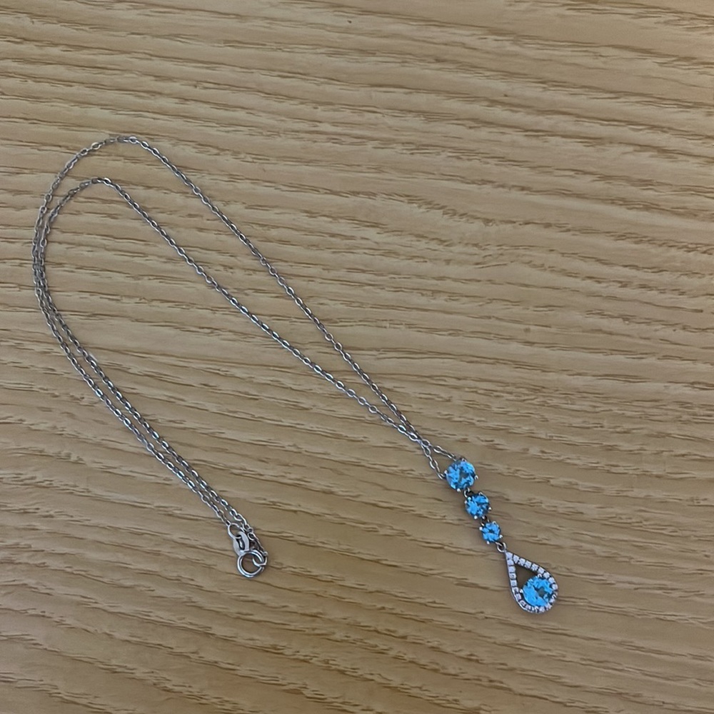 Blue gemstone drop necklace